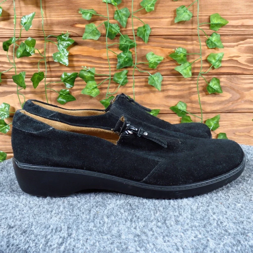 Natural Soul by Naturalizer Luxe Womens Comfort Shoes Sz‎ 9 Black Suede Zipper